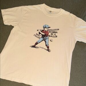 Comfort Colors Wanna Be a Baller Baseball Graphic Tee Sz Large